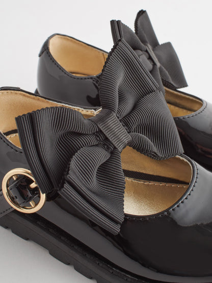 Black Standard Fit (F) Chunky Bow Mary Jane Shoes image 6