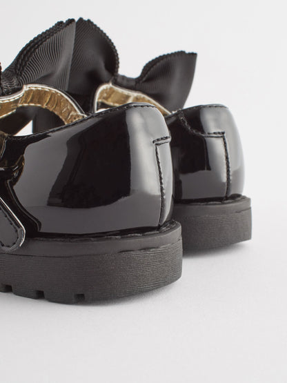 Black Standard Fit (F) Chunky Bow Mary Jane Shoes image 7