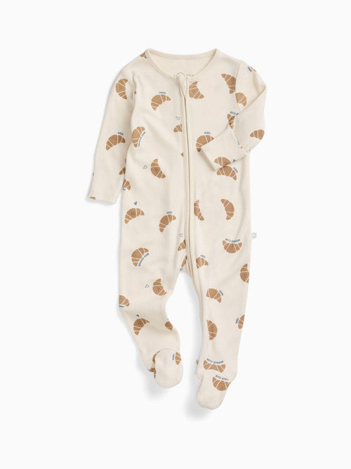 MORI Cream Brunch Club Supersoft Two Way Zip Up Sleepsuit image 1
