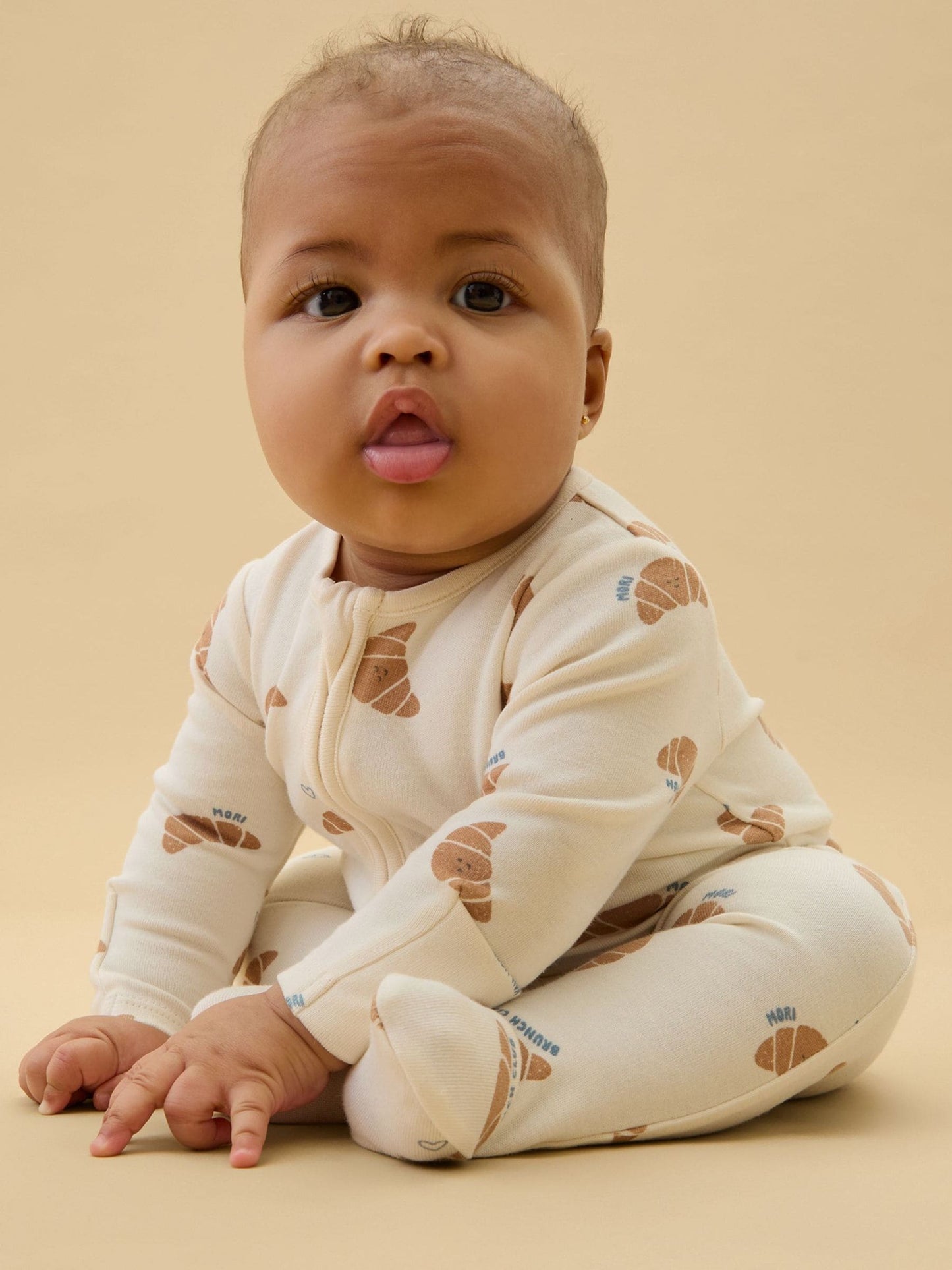 MORI Cream Brunch Club Supersoft Two Way Zip Up Sleepsuit image 2