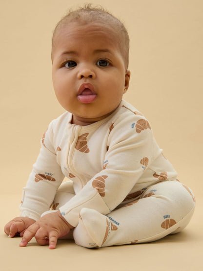 MORI Cream Brunch Club Supersoft Two Way Zip Up Sleepsuit image 2