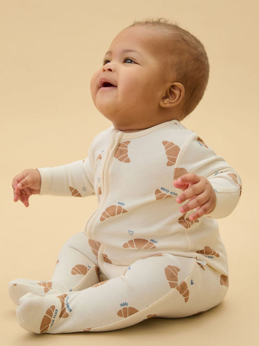 MORI Cream Brunch Club Supersoft Two Way Zip Up Sleepsuit image 1