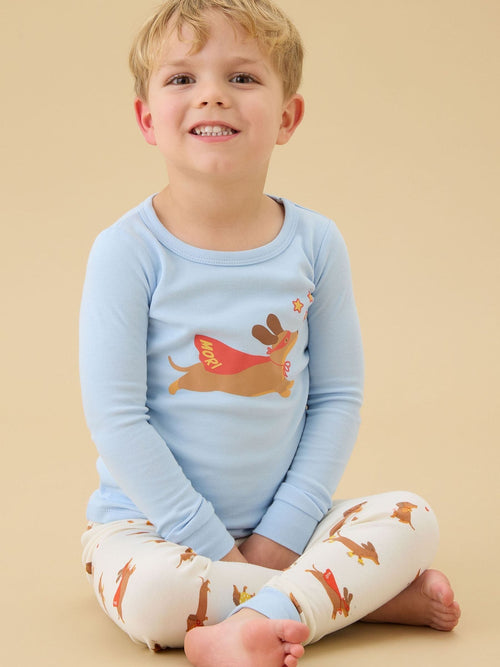 MORI Cream Sausage Dog Placement Supersoft Long Sleeve Pyjamas Set - image 1