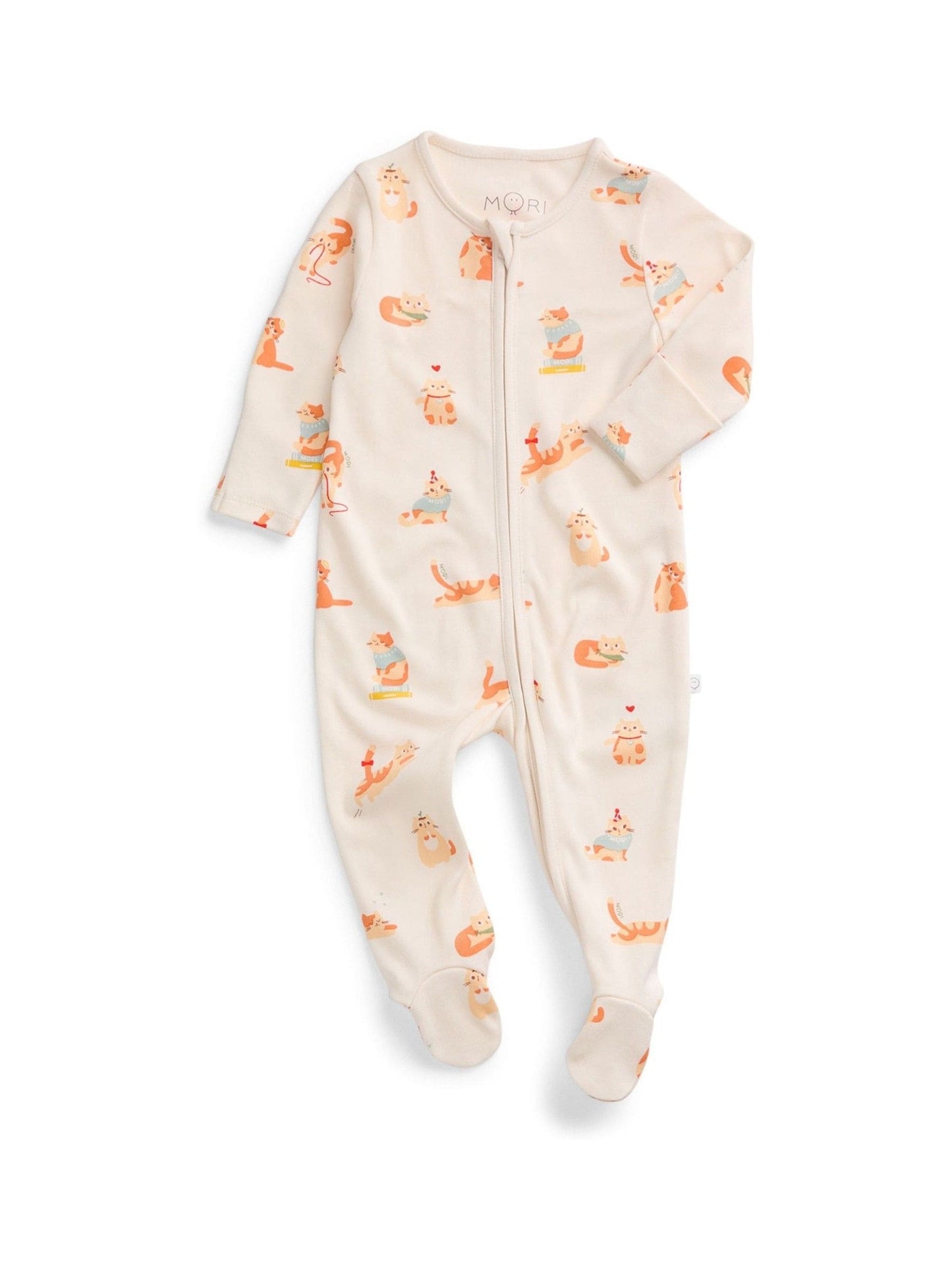 MORI Cream Cats Supersoft Two Way Zip Up Sleepsuit image 1