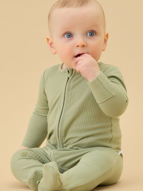 MORI Green Stretch Supersoft 2 Way Zip Sleepsuit image 1
