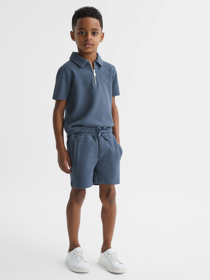Dsiney Kidz - Reiss Airforce Blue Robin Slim Fit Textured Drawstring Shorts image 1