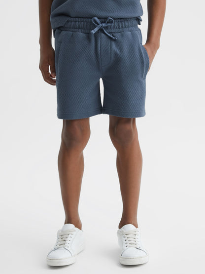 Dsiney Kidz - Reiss Airforce Blue Robin Slim Fit Textured Drawstring Shorts image 3