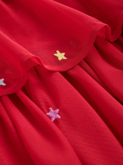 Little Bird Red Tulle Emboridered Chirstmas Dress - image 11