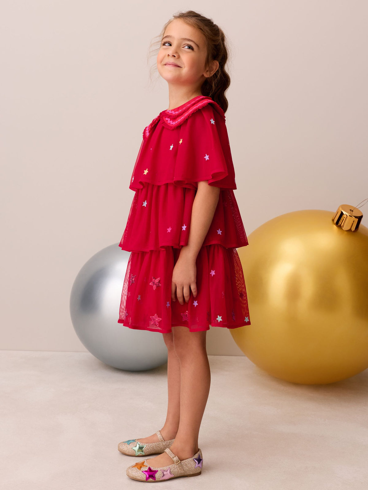 Little Bird Red Tulle Emboridered Chirstmas Dress - image 2