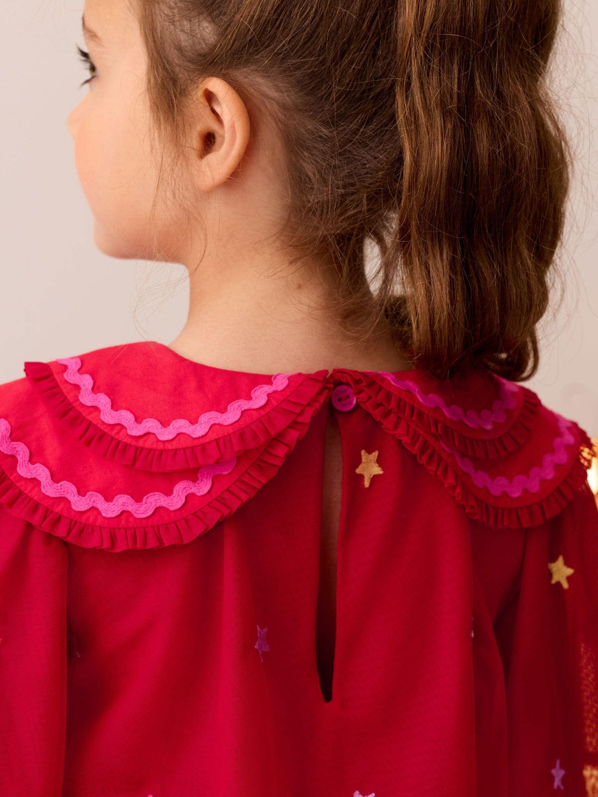 Little Bird Red Tulle Emboridered Chirstmas Dress - image 5