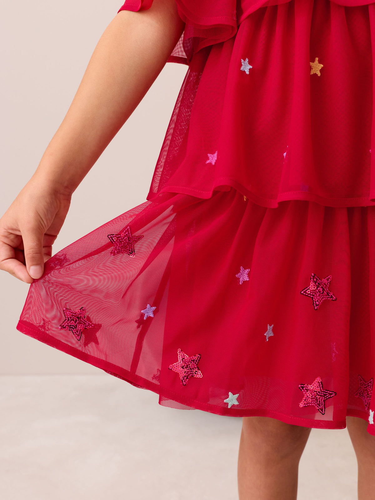 Little Bird Red Tulle Emboridered Chirstmas Dress - image 7