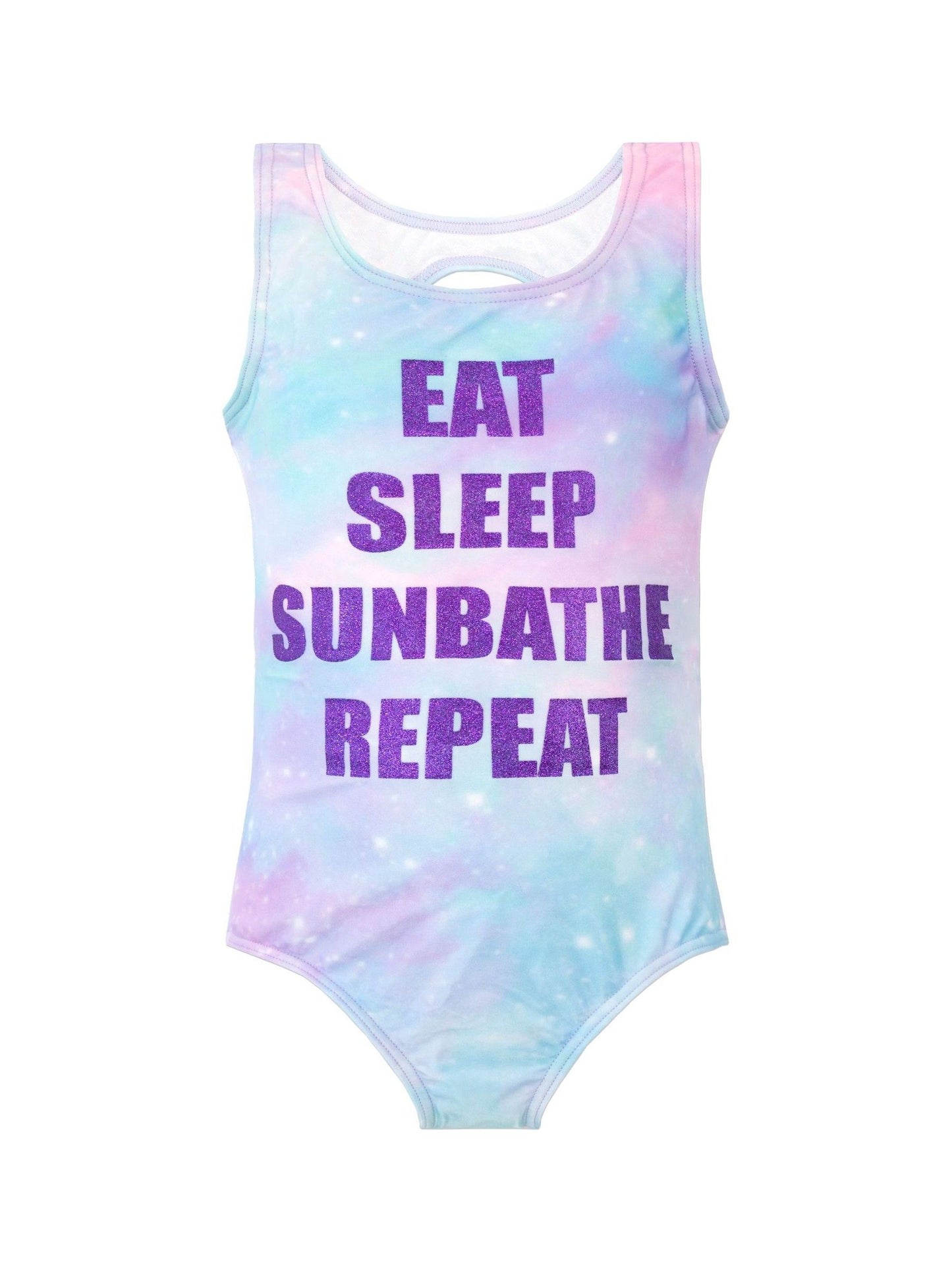 Character Purple Eat Sleep Eat Sleep Sunbathe Repeat Swimsuit image 1