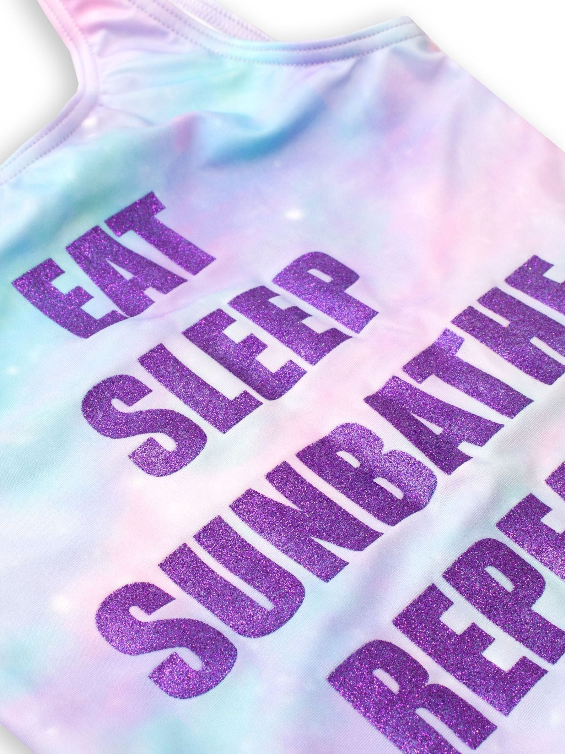 Character Purple Eat Sleep Eat Sleep Sunbathe Repeat Swimsuit image 3