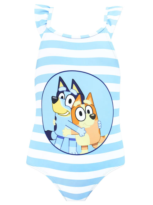 Character Blue Bluey Stripe Frill And Bow Swimsuit image 1