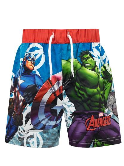 Character Blue Avengers Red Waistband Swim Shorts image 1