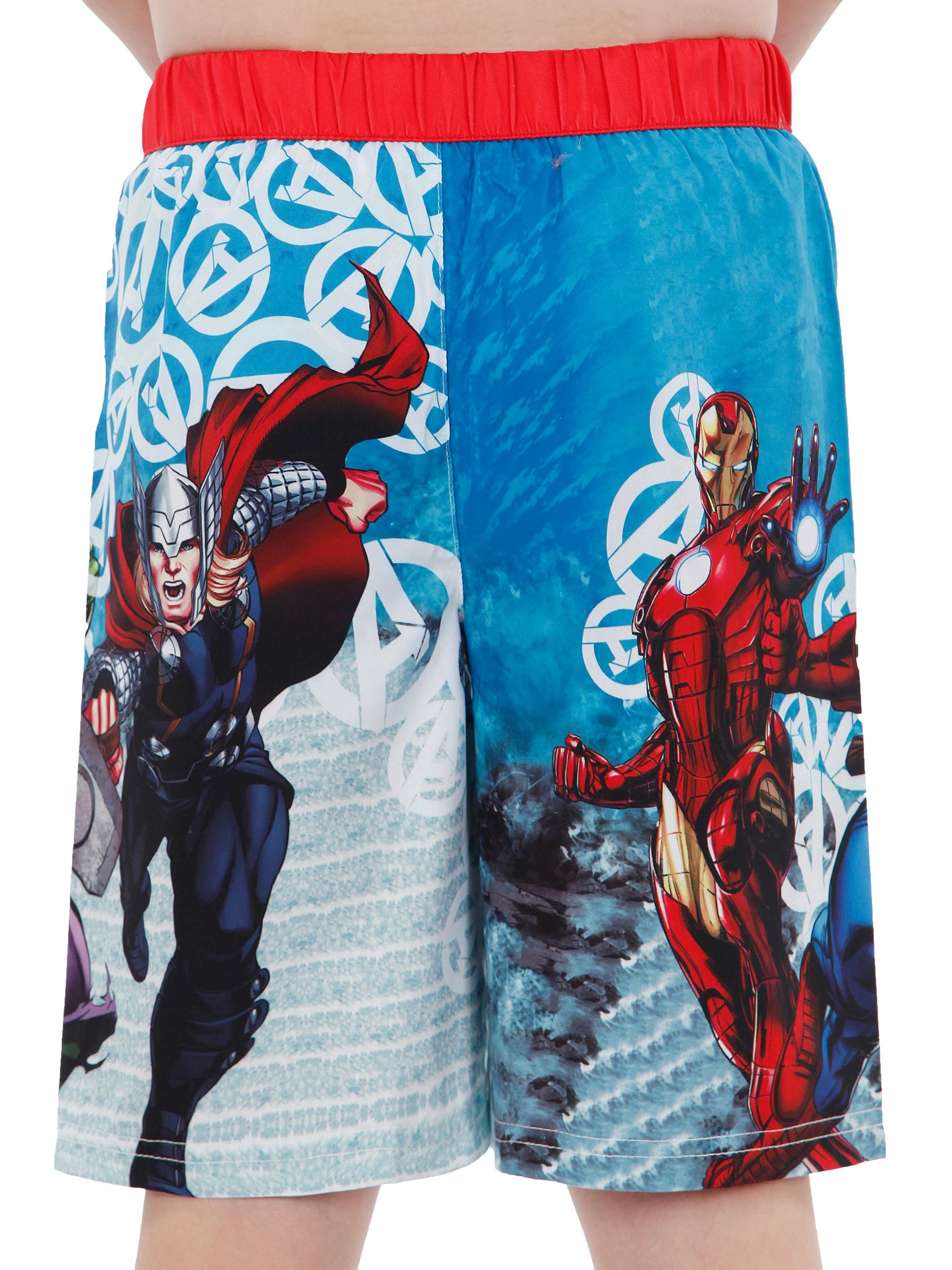 Character Blue Avengers Red Waistband Swim Shorts image 3