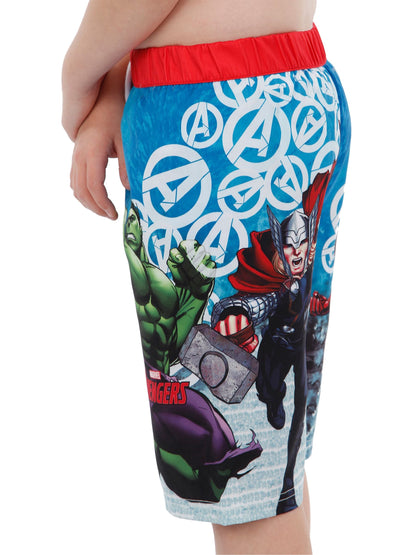 Character Blue Avengers Red Waistband Swim Shorts image 4