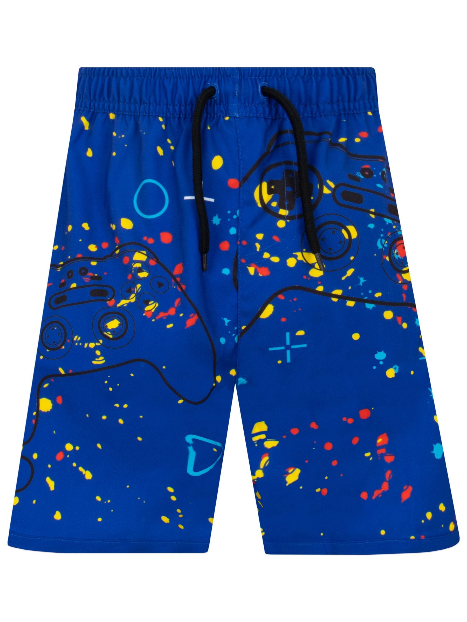 Character Blue Gaming Controller Coloured Splat Swim Shorts image 1