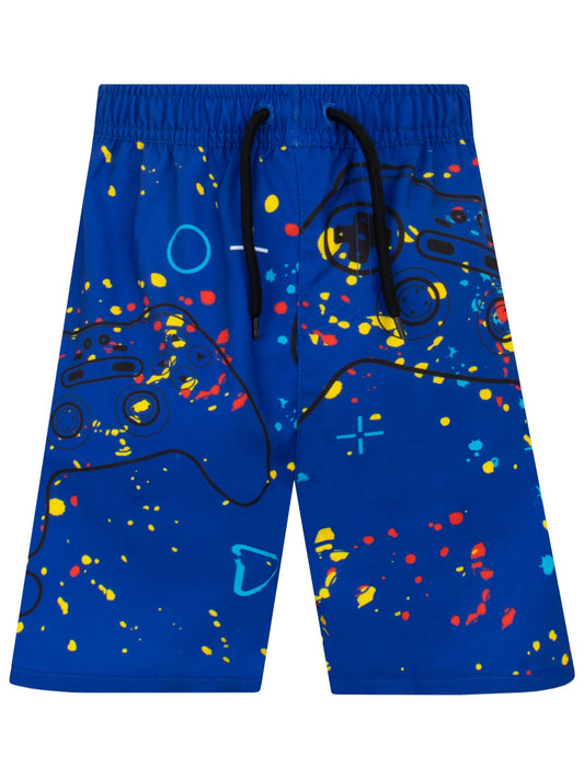 Character Blue Gaming Controller Coloured Splat Swim Shorts image 1