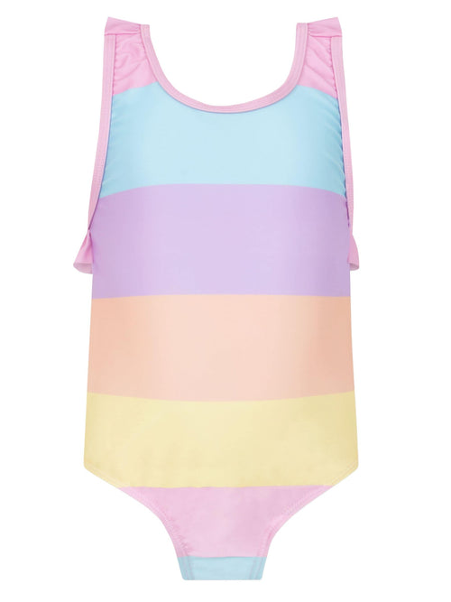 Dsiney Kidz - Character Pink Pattern Swimsuit Pastel Stripes image 1