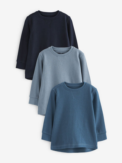 Dsiney Kidz - Blue Long Sleeve Textured T-Shirts 3 Pack (3mths-7yrs) image 1