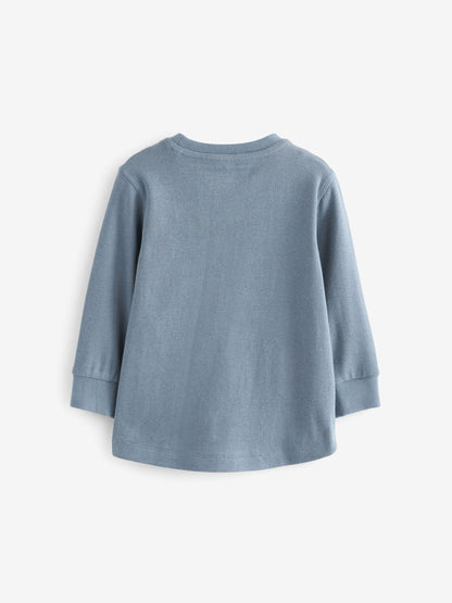 Dsiney Kidz - Blue Long Sleeve Textured T-Shirts 3 Pack (3mths-7yrs) image 2