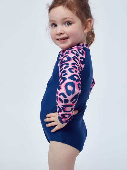 Character Blue Leopard Print Swimsuit  Pink Leopard Aop Long Sleeve image 6