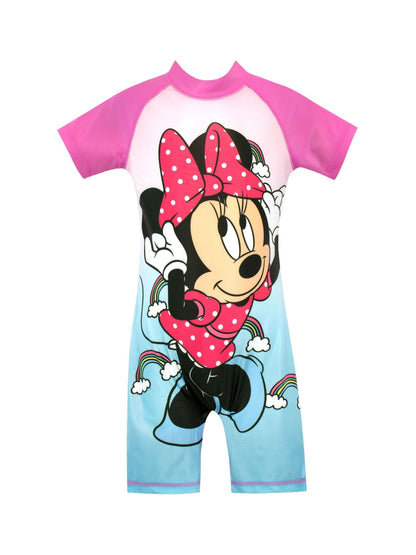 Character Blue Minnie Mouse Surfsuit  Pink Sleeves image 1
