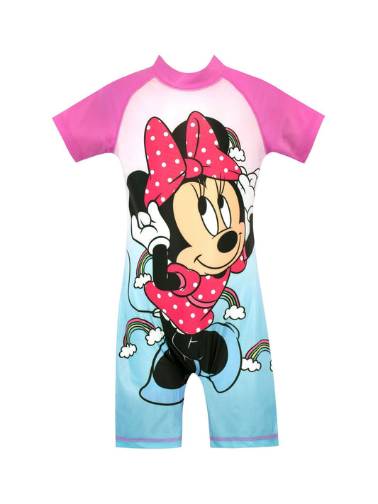 Character Blue Minnie Mouse Surfsuit  Pink Sleeves image 1