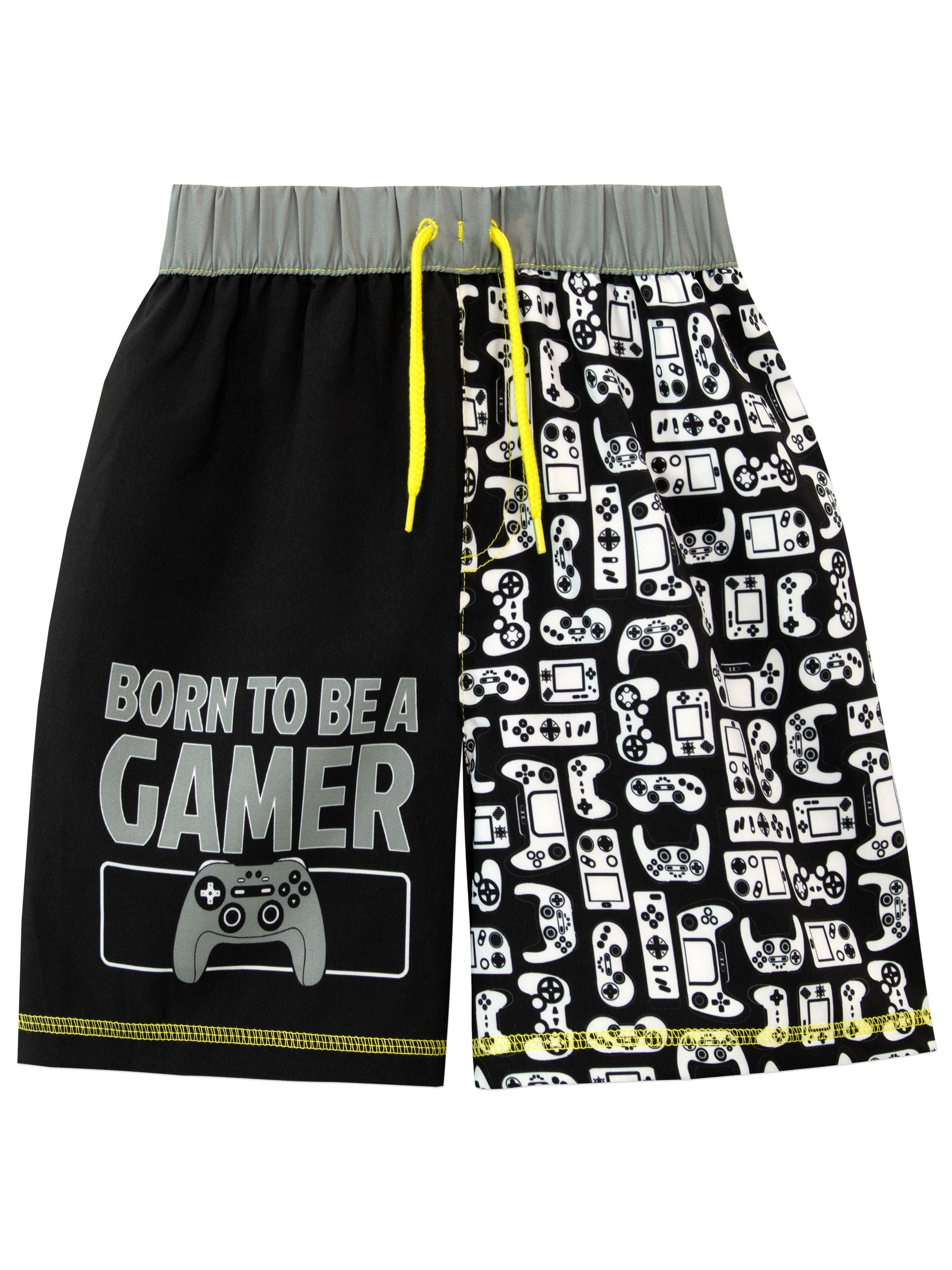 Character Black Gaming Board Born To Be A Gamer Swim Shorts image 1