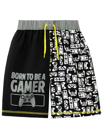 Character Black Gaming Board Born To Be A Gamer Swim Shorts image 1