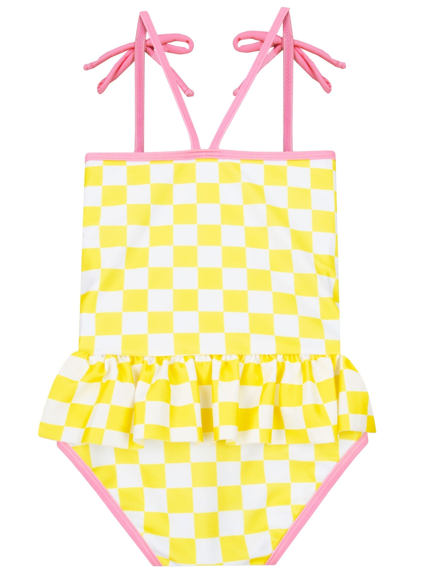 Character Yellow Pattern Checker Board Flower Swimsuit image 2