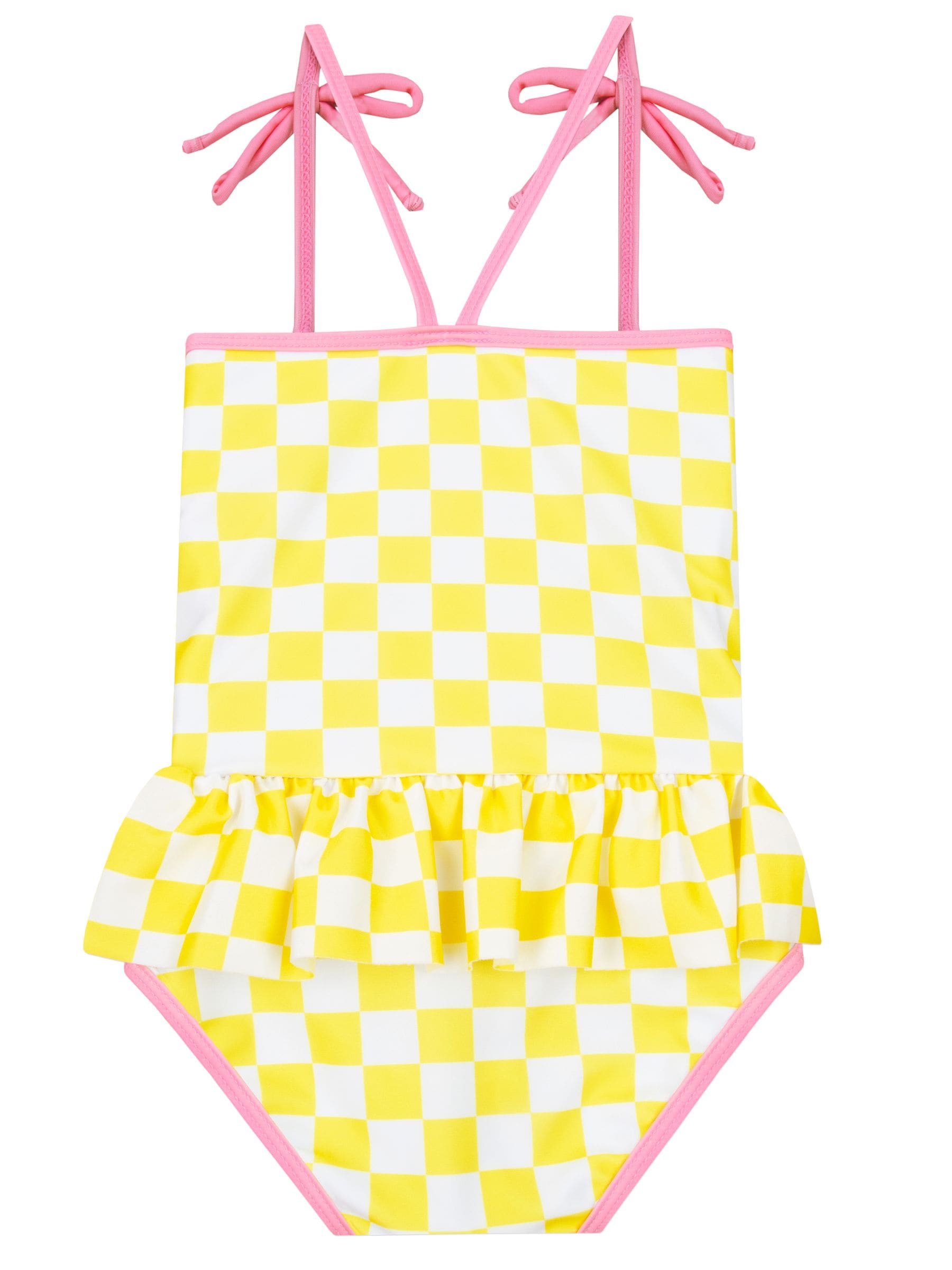 Character Yellow Pattern Checker Board Flower Swimsuit image 2