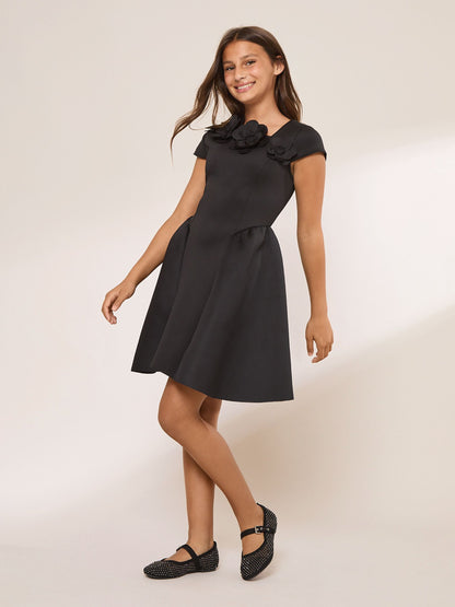 Lipsy Black Corsage Scuba Dress (5-16yrs) - image 3