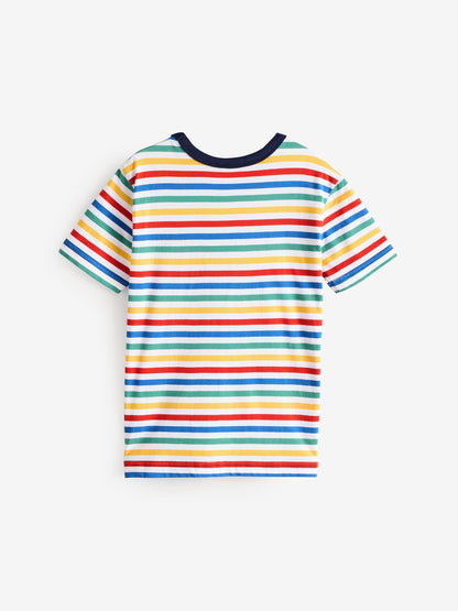 Dsiney Kidz - Benetton Boys Striped 100% Cotton Logo T-Shirt image 2