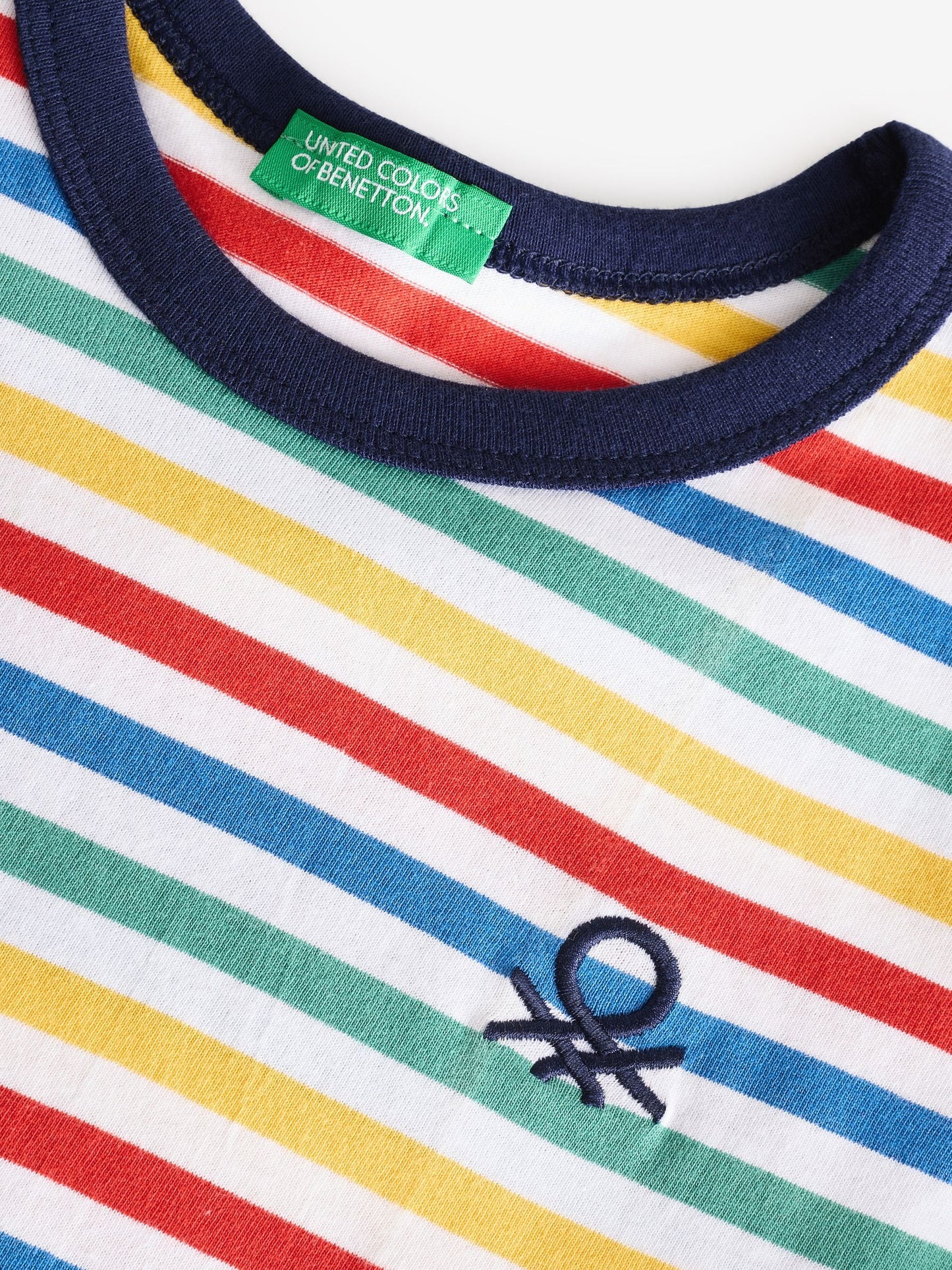 Dsiney Kidz - Benetton Boys Striped 100% Cotton Logo T-Shirt image 3