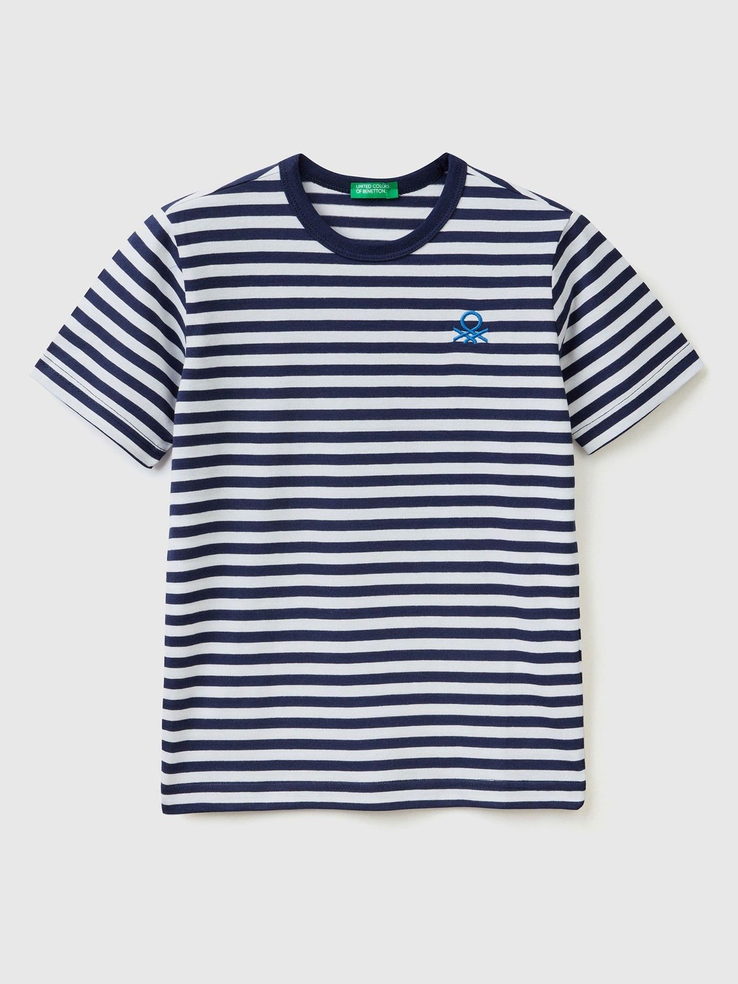 Dsiney Kidz - Benetton Navy Striped 100% Cotton Logo T-Shirt image 1