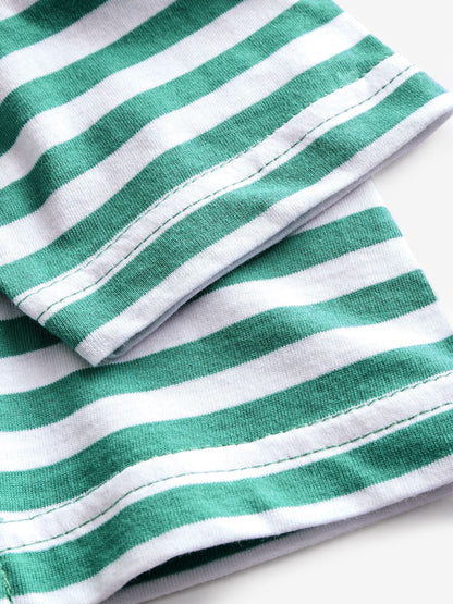 Dsiney Kidz - Benetton Green Striped 100% Cotton Logo T-Shirt image 3