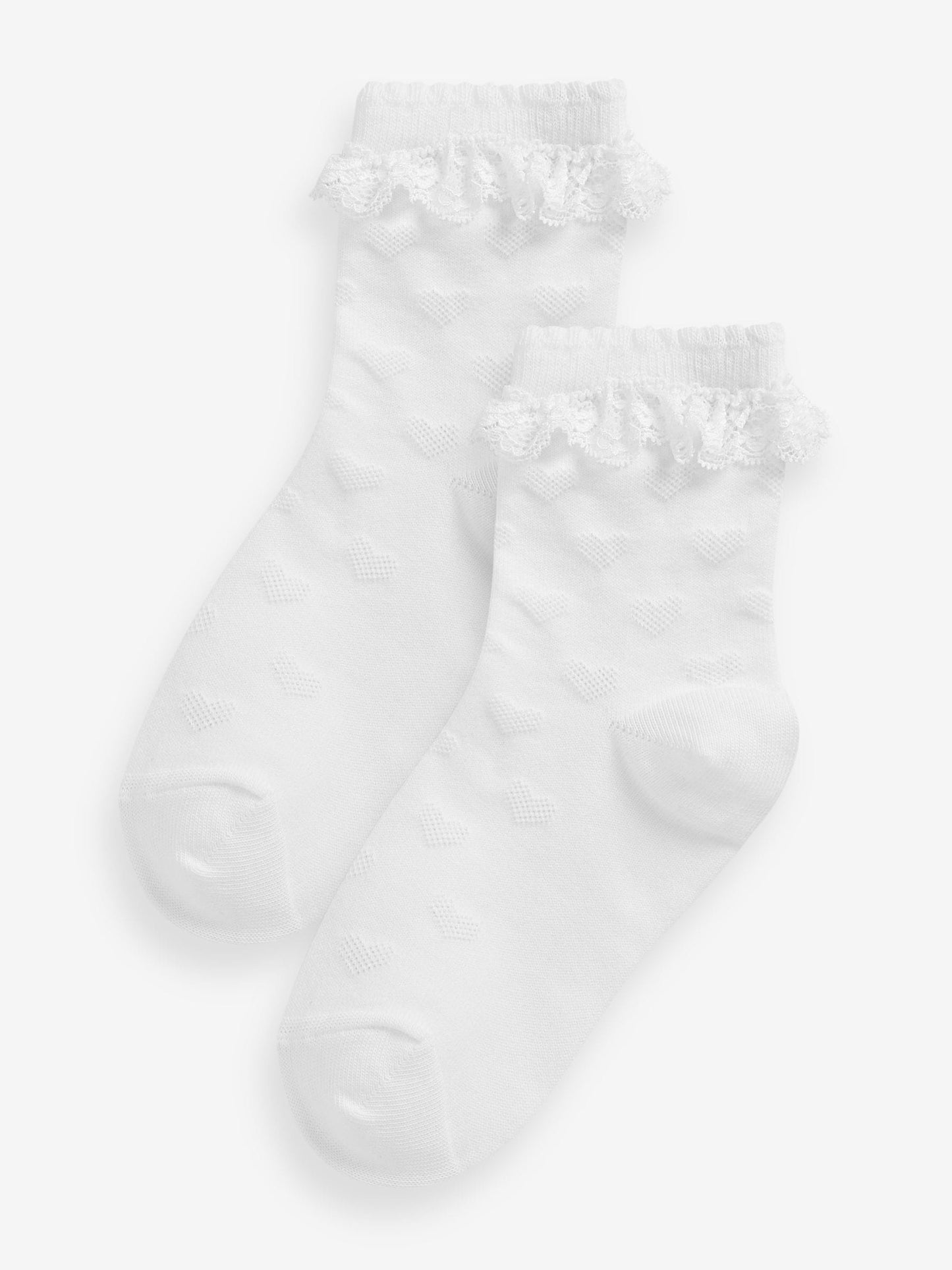 White 2 Pack Cotton Rich Heart Ruffle Ankle Socks image 3