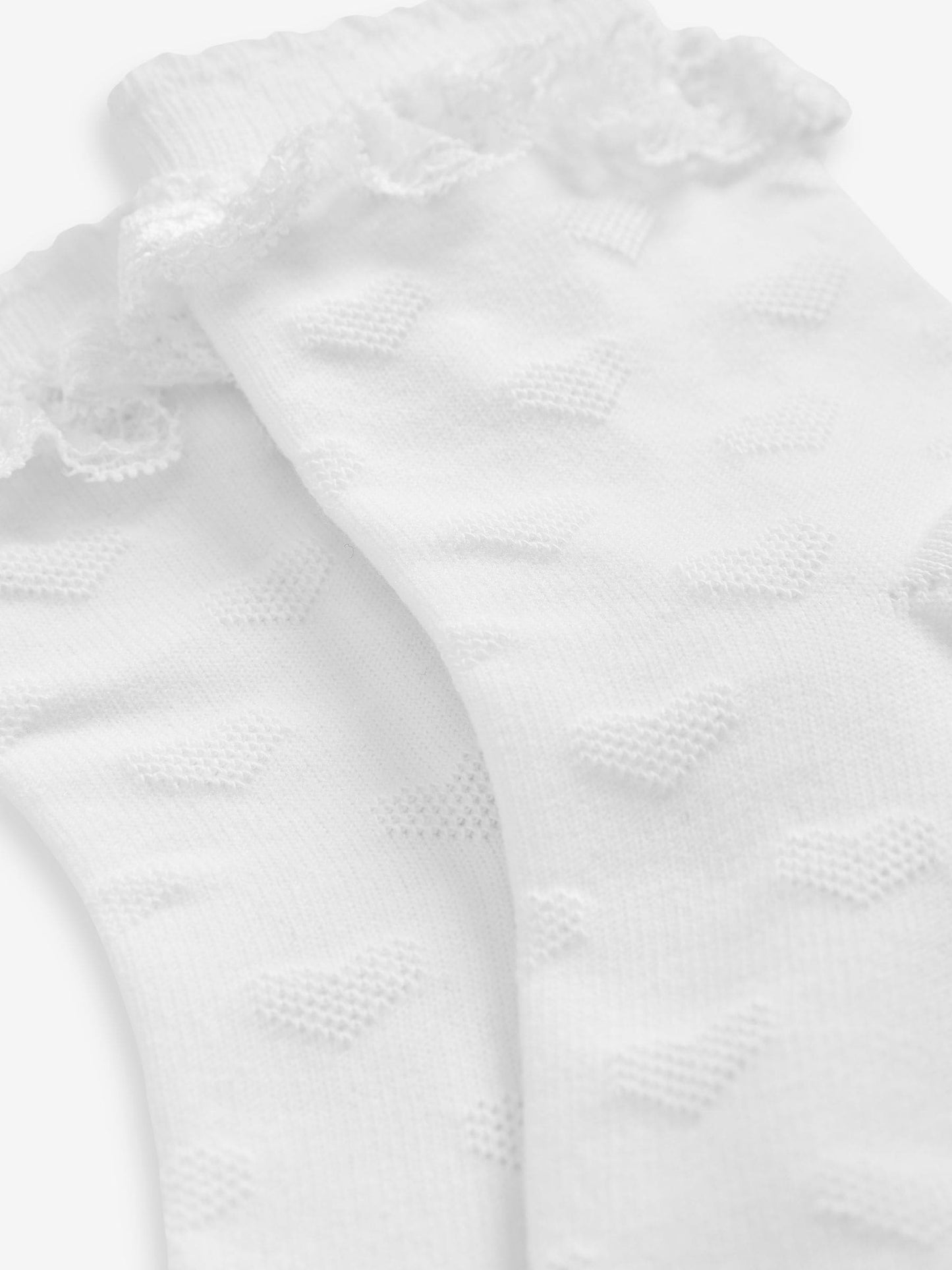 White 2 Pack Cotton Rich Heart Ruffle Ankle Socks image 4