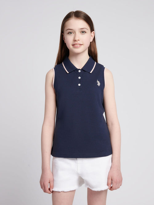 Dsiney Kidz - U.S. Polo Assn Blue Sleeveless Pique Polo Shirt image 1