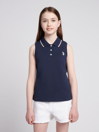 Dsiney Kidz - U.S. Polo Assn Blue Sleeveless Pique Polo Shirt image 1