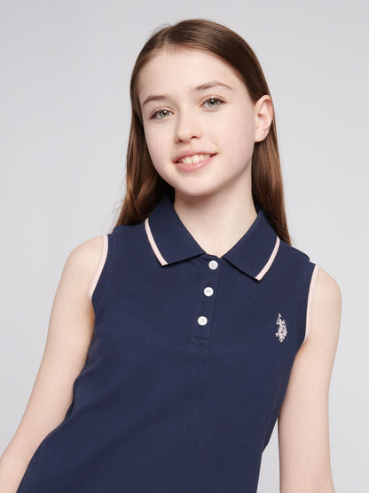 Dsiney Kidz - U.S. Polo Assn Blue Sleeveless Pique Polo Shirt image 3