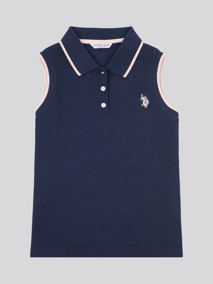 Dsiney Kidz - U.S. Polo Assn Blue Sleeveless Pique Polo Shirt image 5