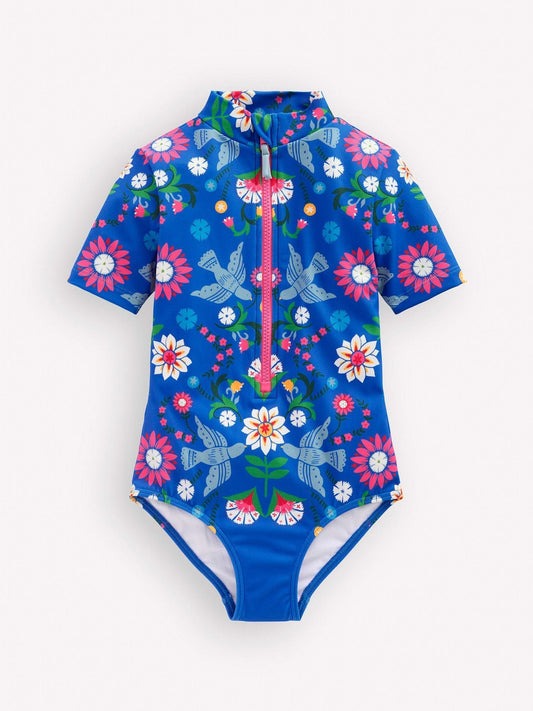 Boden Blue Short Sleeve Swimsuit image 1