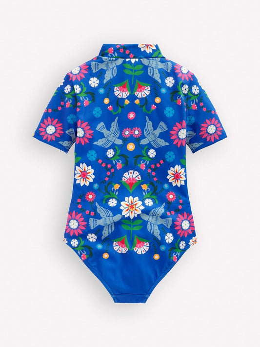 Boden Blue Short Sleeve Swimsuit image 2