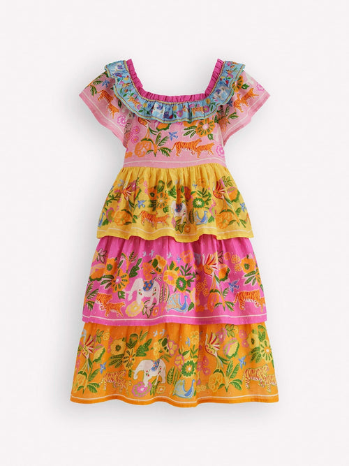 Boden Yellow Tiered Ruffle Woven Dress image 1