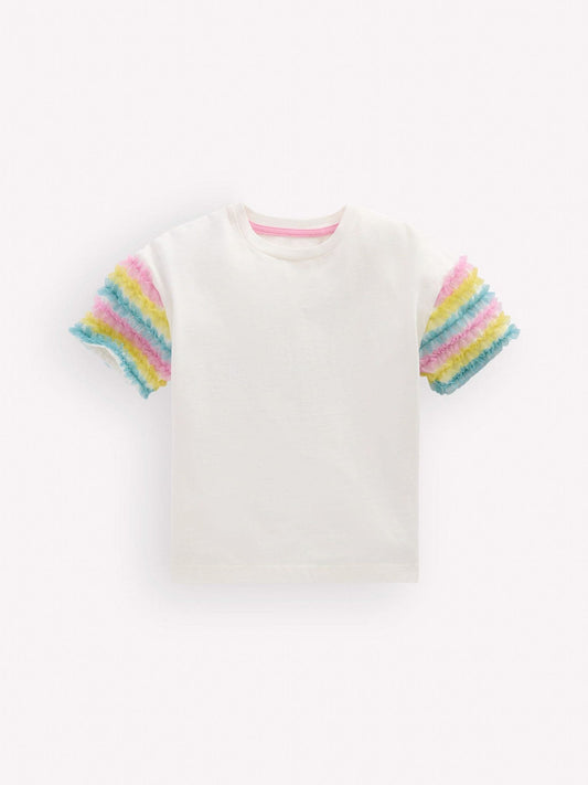 Boden White Tulle Mix Top image 1