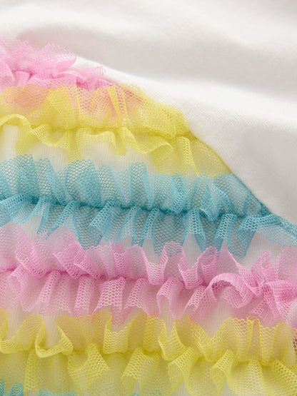 Boden White Tulle Mix Top image 3