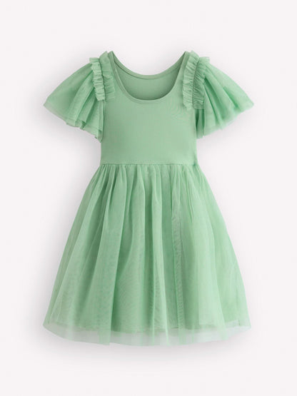Boden Green Short Sleeve Logo Tulle Dress image 2
